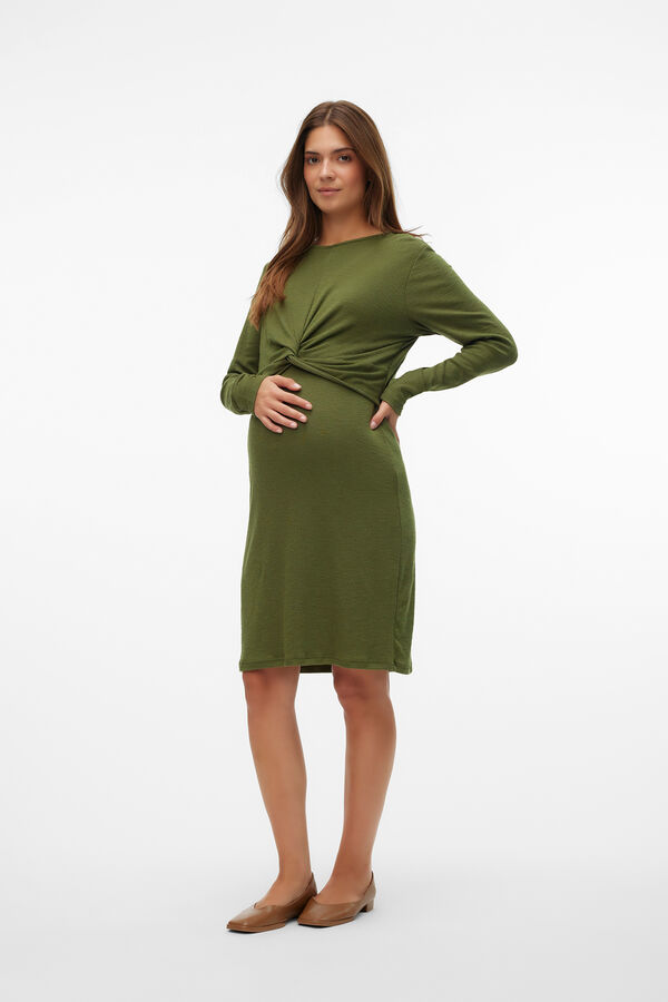 Mamalicious Vestido de manga larga maternity y lactancia verde