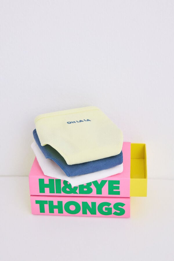 HI&BYE Pack 3 tangas blanco, amarillo, azul blanco