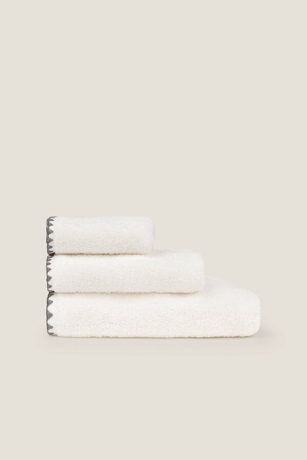 Textura Toalla lavabo pespunte decorativo algod&oacute;n 50x90cm. blanco
