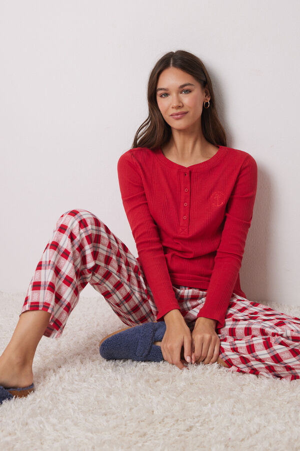 Women'secret Camiseta manga larga canal&eacute; roja rojo