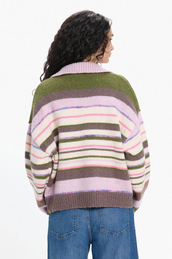 Pieces Camisola gola polo contrastante multicolour