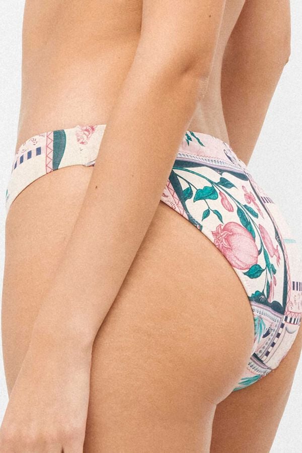 Gisela Cueca de biqu&iacute;ni estampado mosaico tropical branco