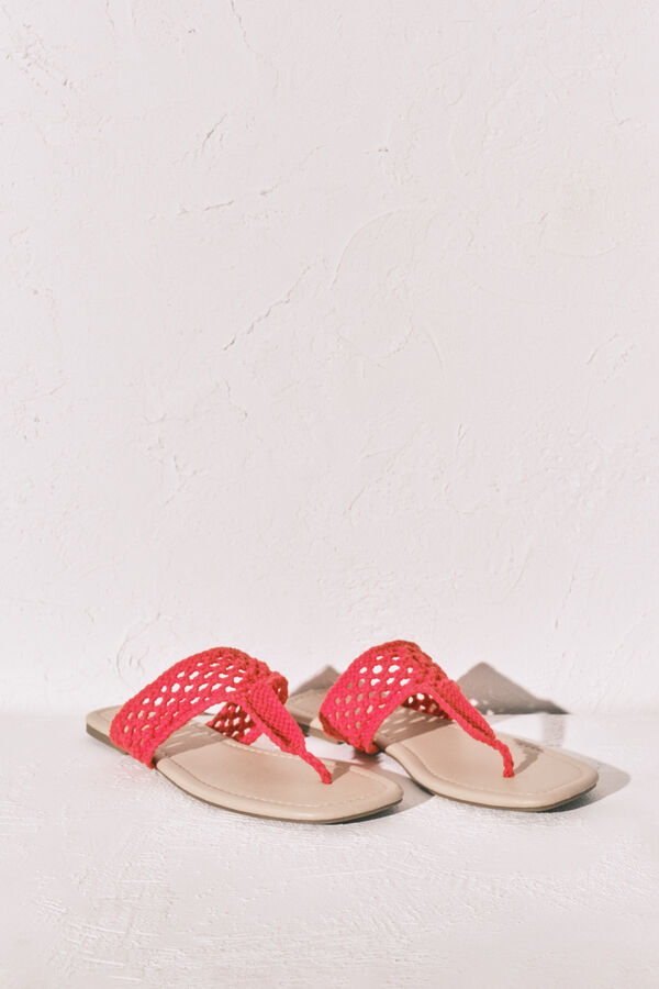 Women'secret Sand&aacute;lias em crochet vermelho borgonha