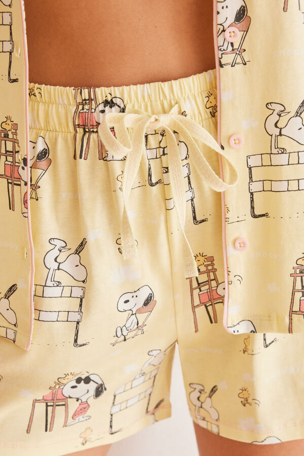 Women'secret Pijama camisero corto 100% algod&oacute;n Snoopy estampado