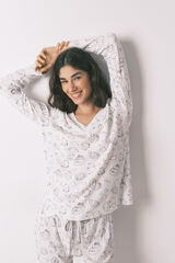 Women'secret Pijama largo canal&eacute; soft blanco estampado Moomin blanco