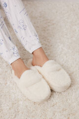 Women'secret Chinelos de casa de mocassins de pele Snoopy  bege