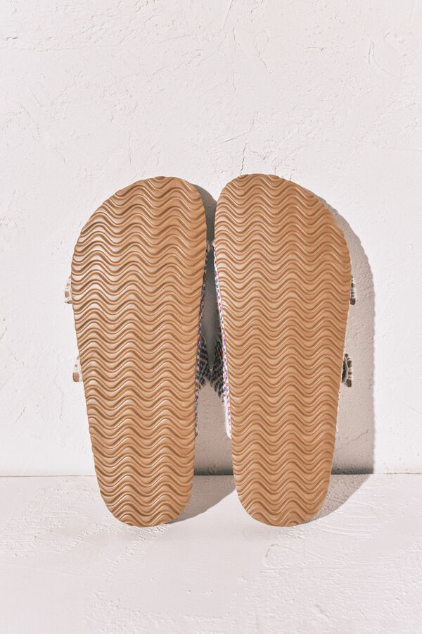 Women'secret Sandalia bio tiras tejido pespuntes estampado
