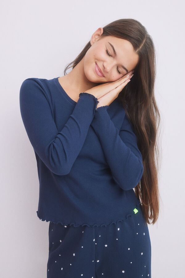 HI&BYE Pijama longo azul marinho azul