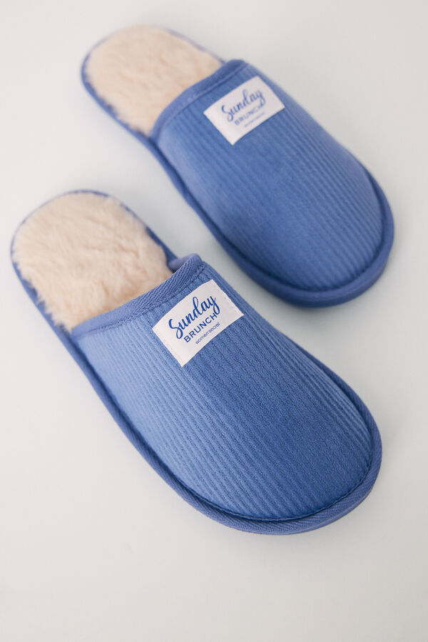 Women'secret Zapatillas casa destalonadas pana azul azul