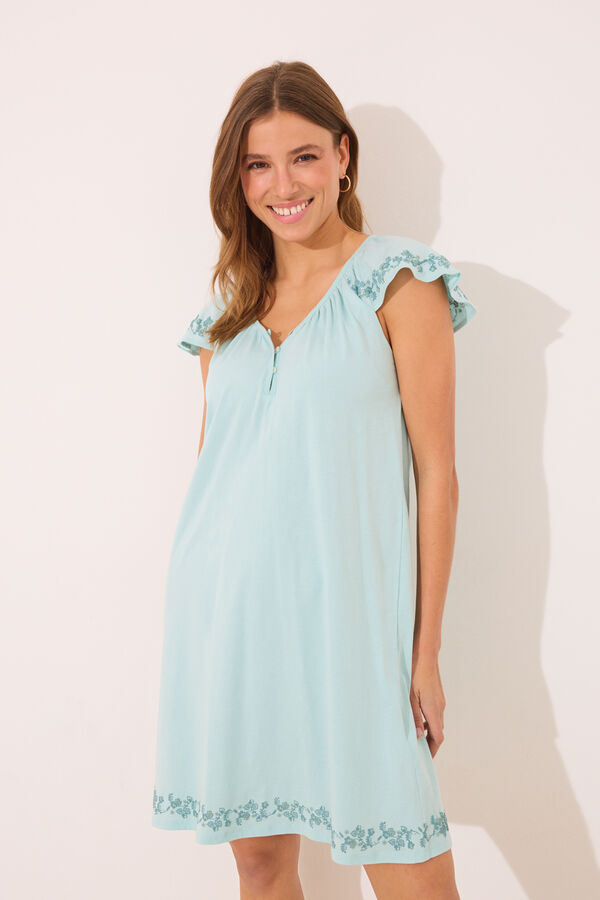 Women'secret Camis&oacute;n corto 100% algod&oacute;n verde flores verde