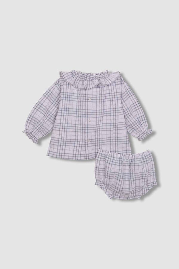 Gocco Vestido smock cuello volante azul claro azul