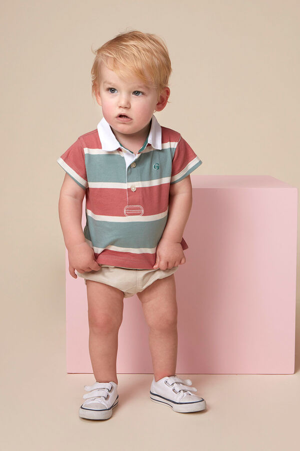 Gocco Polo de rayas tricolor verde verde