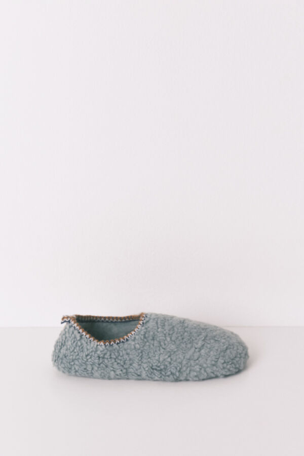 Women'secret Pantufas de quarto de pelo verde verde