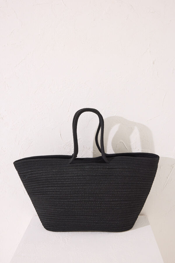 Women'secret Bolso capazo negro rafia negro