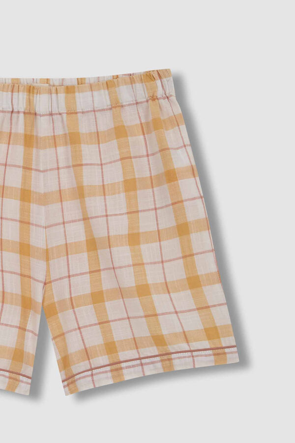 Gocco Pijama de manga corta de cuadros amarillo amarillo