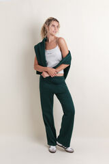 HI&BYE Pantal&oacute;n flare felpa algod&oacute;n verde verde