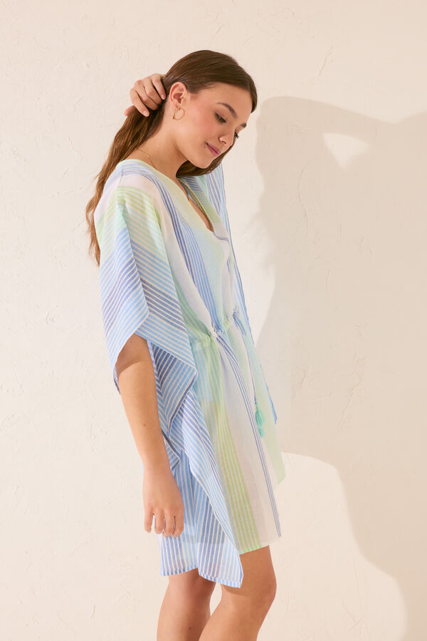 Women'secret T&uacute;nica corta algod&oacute;n print rayas azul estampado