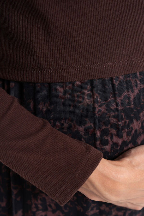 Ohma! Vestido de lactancia de tul estampado marr&oacute;n