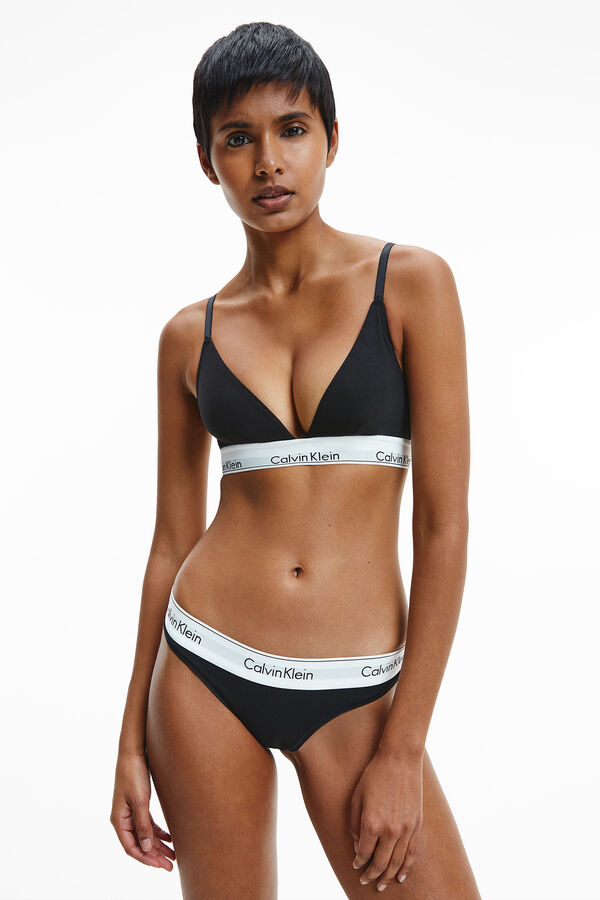 Calvin Klein Tanga cinturilla el&aacute;stica Modern Cotton negro