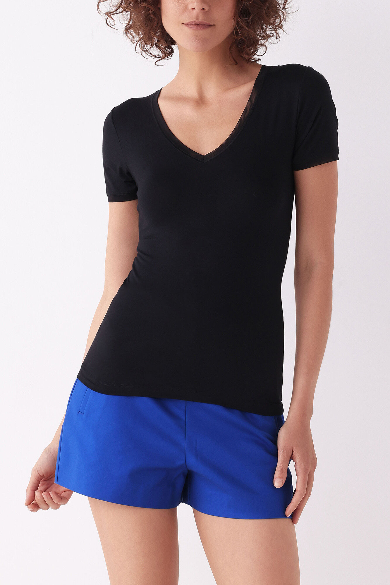 Cotonella Camiseta negra manga corta