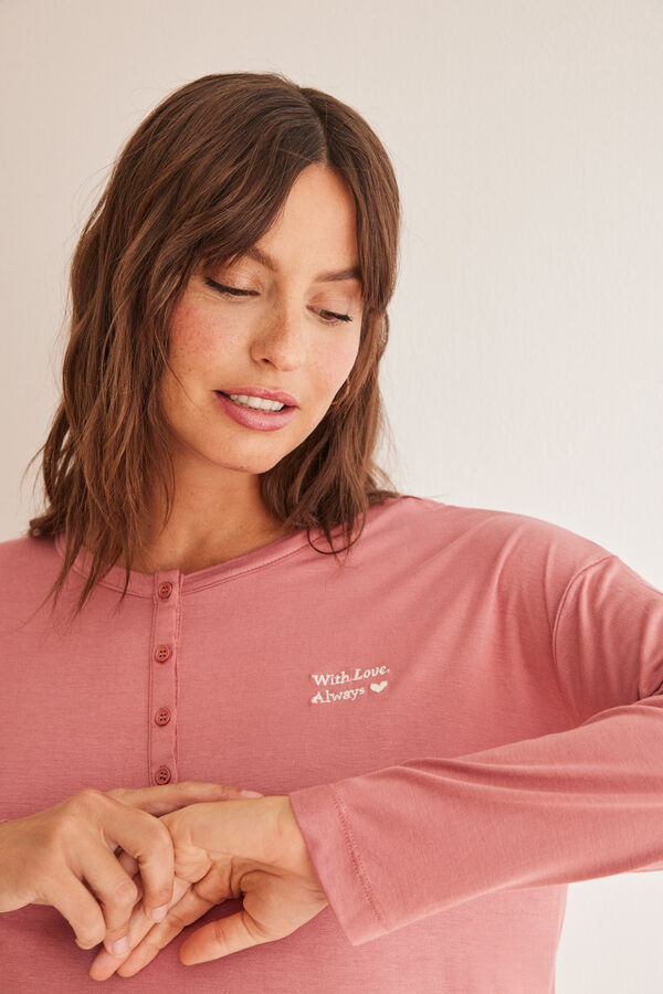 Women'secret Pijama largo "maternity" flores rosa rosa