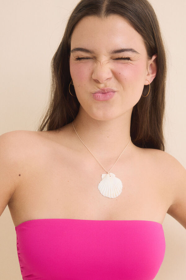 HI&BYE Top bikini bandeau rosa fucsia