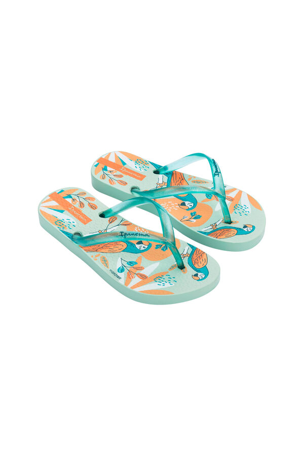 Ipanema Chinelos infantis estampado papagaios tropicais azul