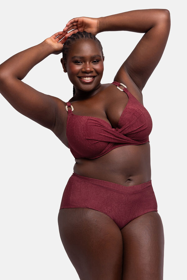 Dorina Calcinha alta vermelha estampado