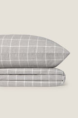 Textura S&aacute;bana algod&oacute;n franela cuadros gris