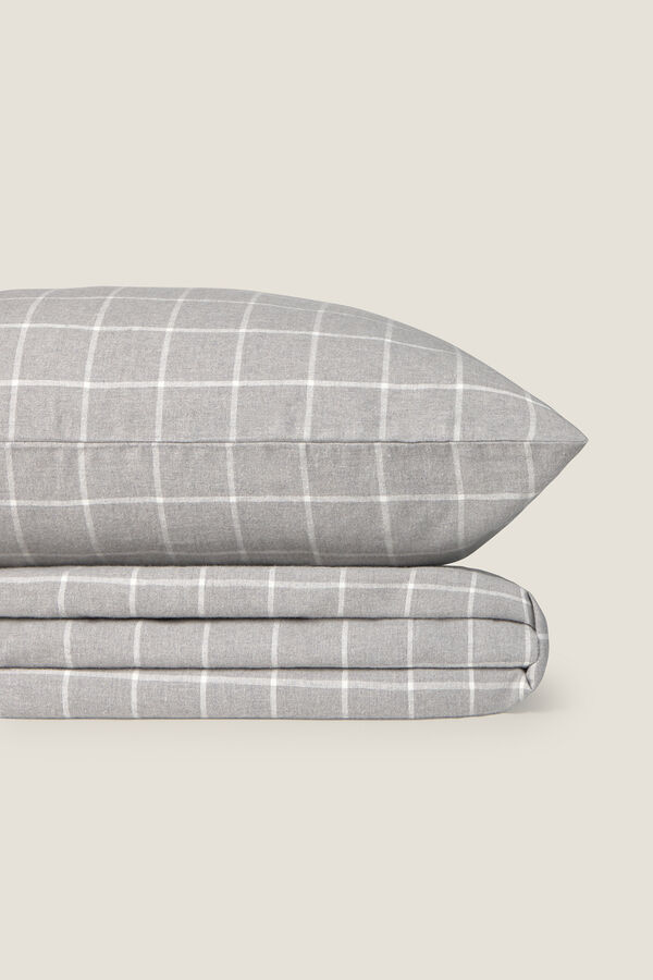 Textura S&aacute;bana algod&oacute;n franela cuadros gris