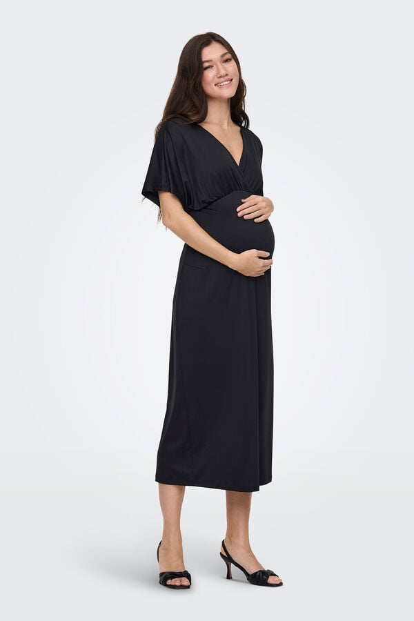 Womensecret Vestido comprido maternity de manga curta preto