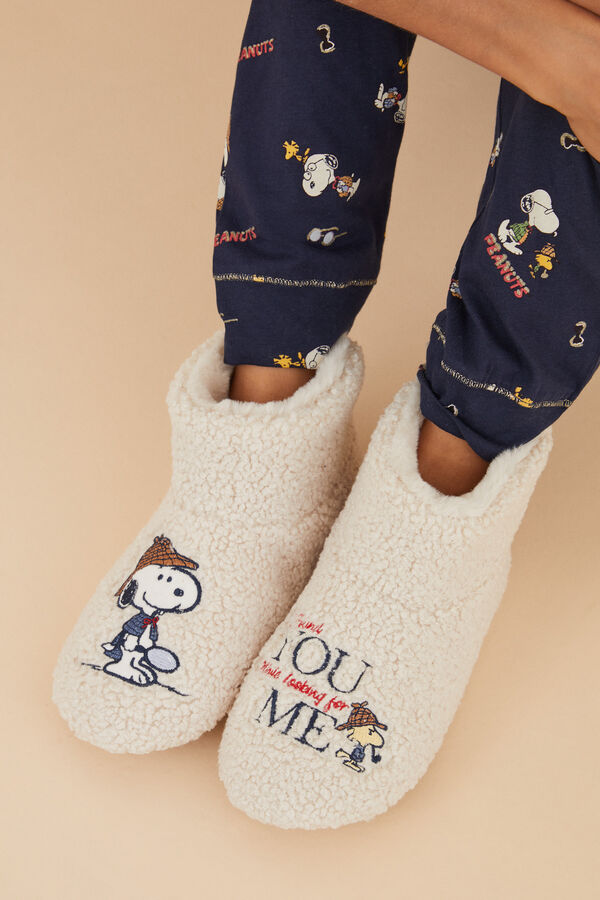 Women'secret Zapatillas casa bota Snoopy Sherlock nude