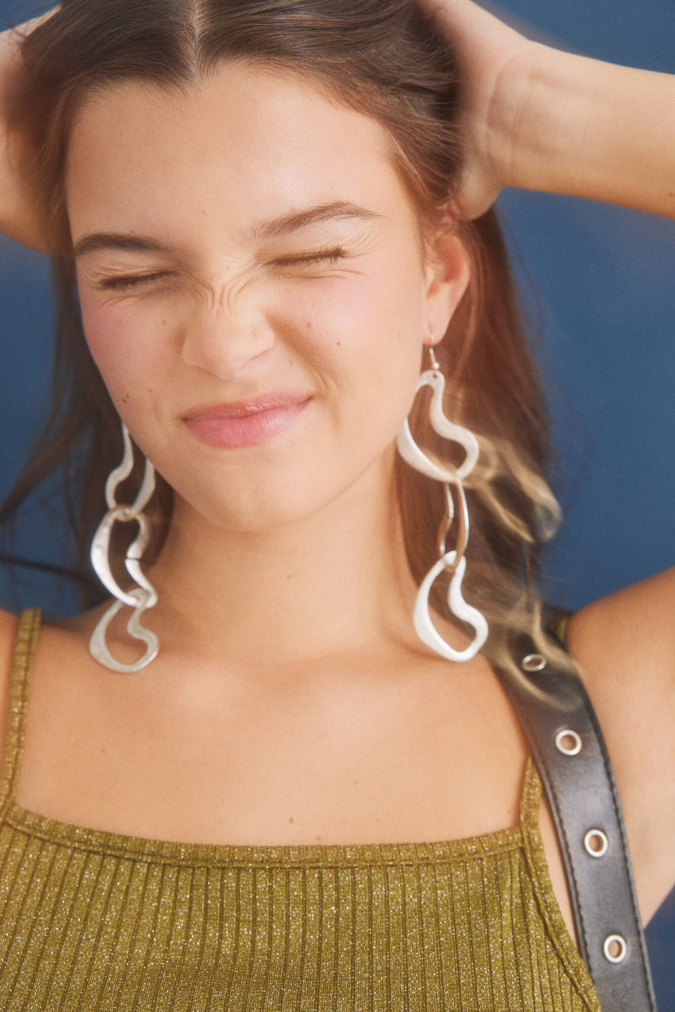 HI&BYE Crop top tirantes lurex kaki