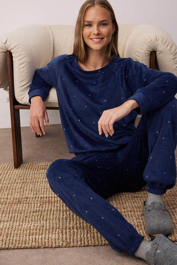 Trendyol Conjunto pijama polar azul lunares&nbsp; azul