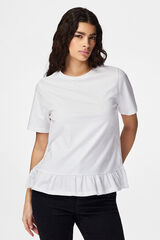 Pieces Camiseta volante blanco