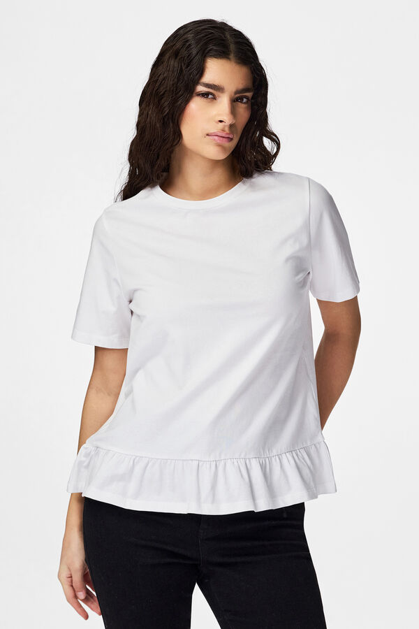 Pieces Camiseta volante blanco