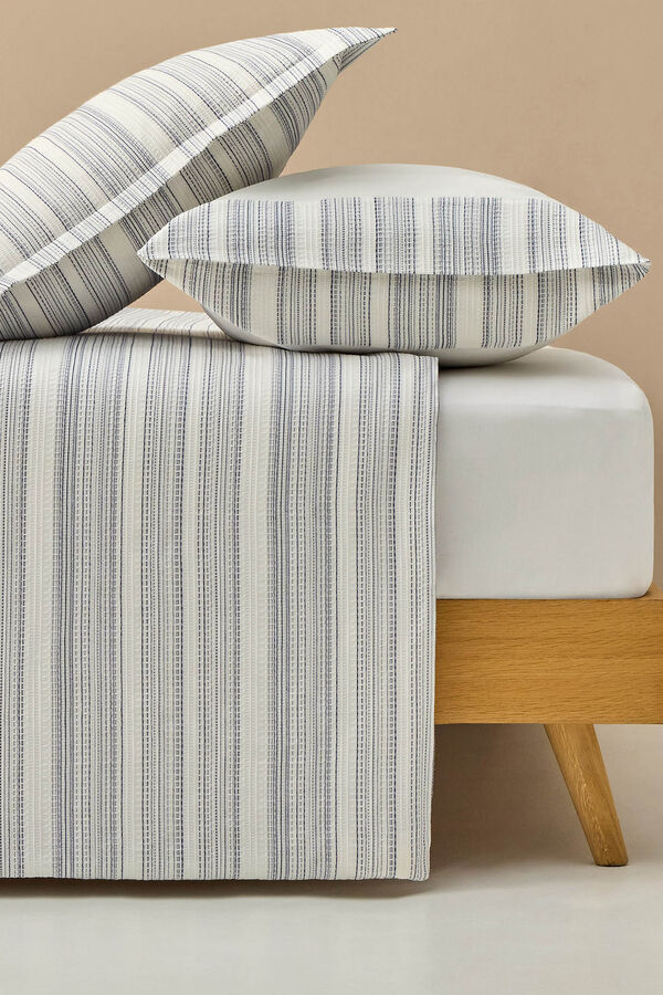 Textura Funda n&oacute;rdica algod&oacute;n tejido rayas azul