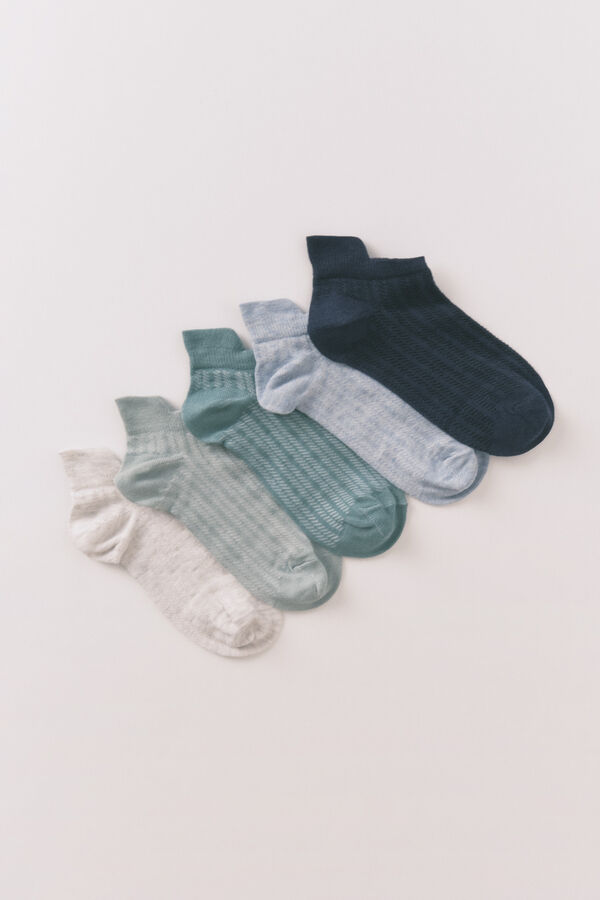 Women'secret Pacote com 5 meias azuis curtas  estampado