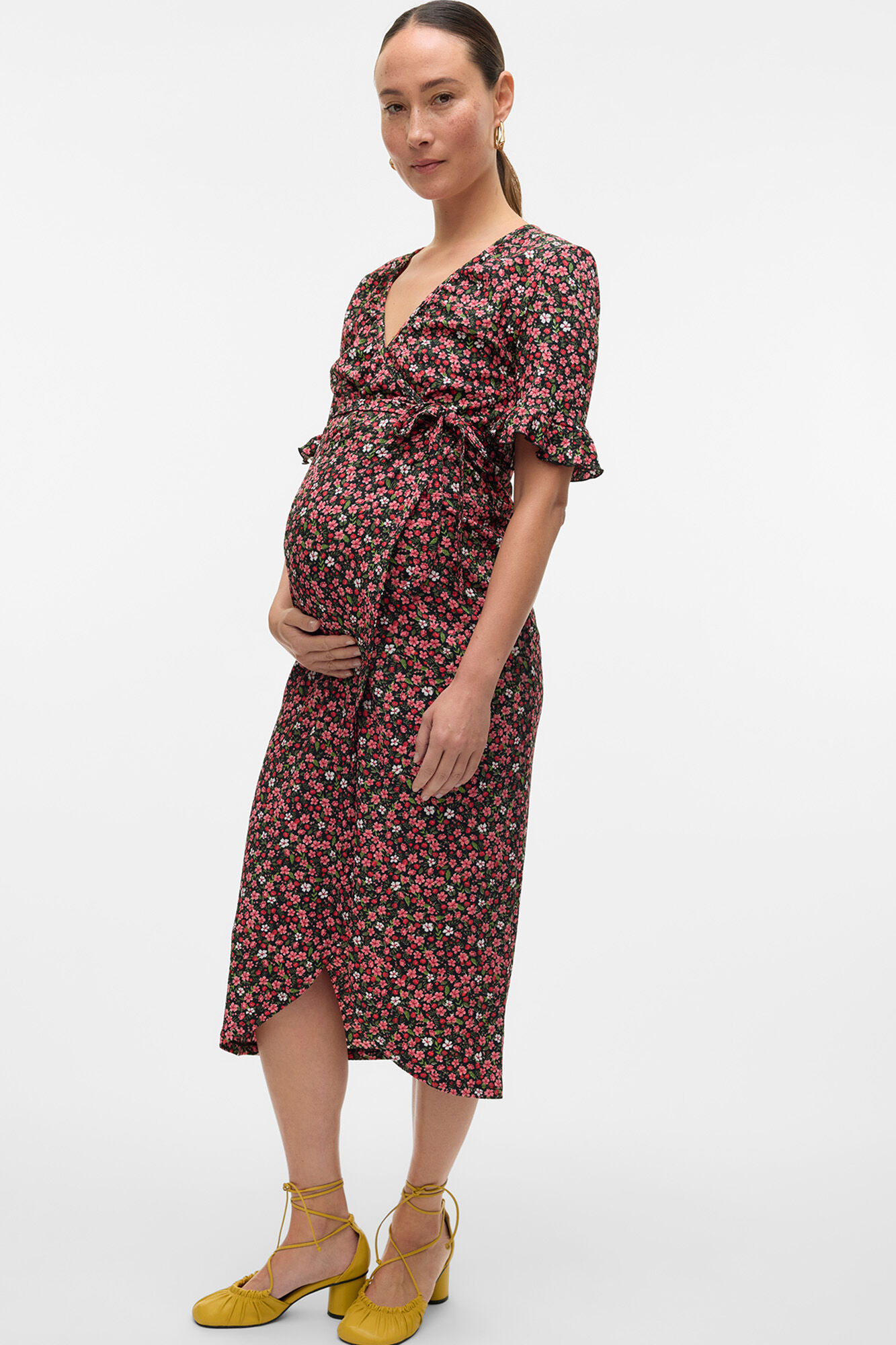 Mamalicious Vestido de maternity e amamenta&ccedil;&atilde;o de manga curta