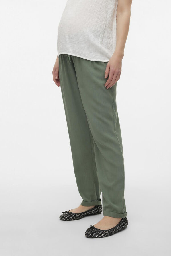 Mamalicious Pantalón fluído de tiro bajo maternity  verde