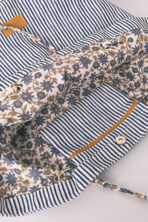 Women'secret Mala tote bag de lona riscas azul