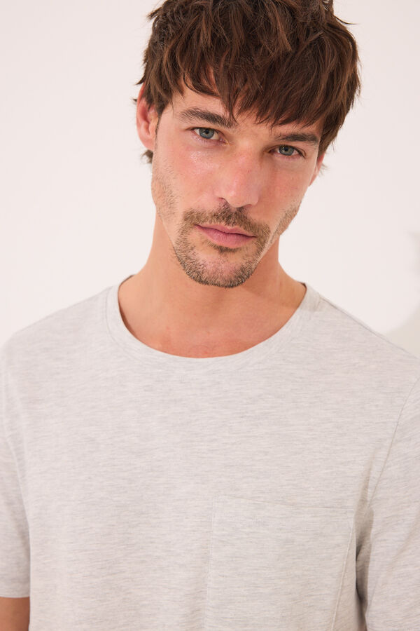 Women'secret Pijama algod&oacute;n corto gris oscuro gris