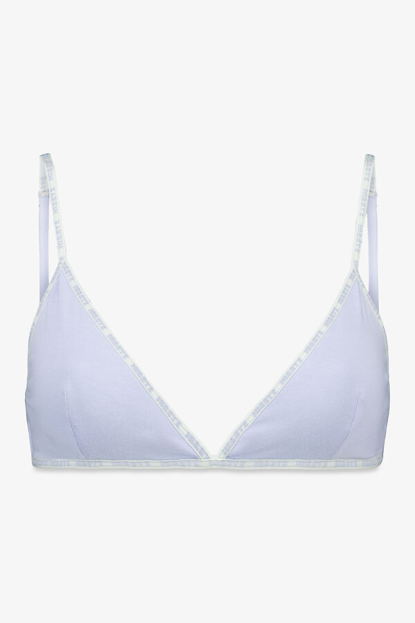 HI&BYE Soutien triangular de algodão azul com copas removíveis azul