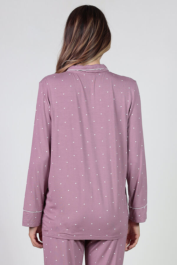 Ohma! Pack pijama con corazones premamá burdeos