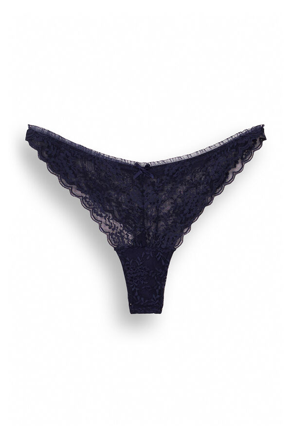 Women'secret Tanga cl&aacute;sica encaje azul navy azul