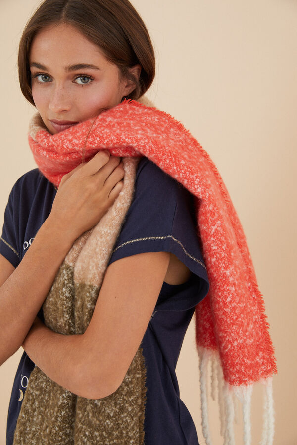 Women'secret Bufanda efecto mohair multicolor kaki