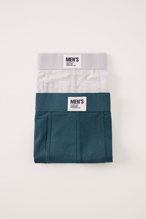 Women'secret Pack 2 calzoncillos b&oacute;xer algod&oacute;n gris y verde verde