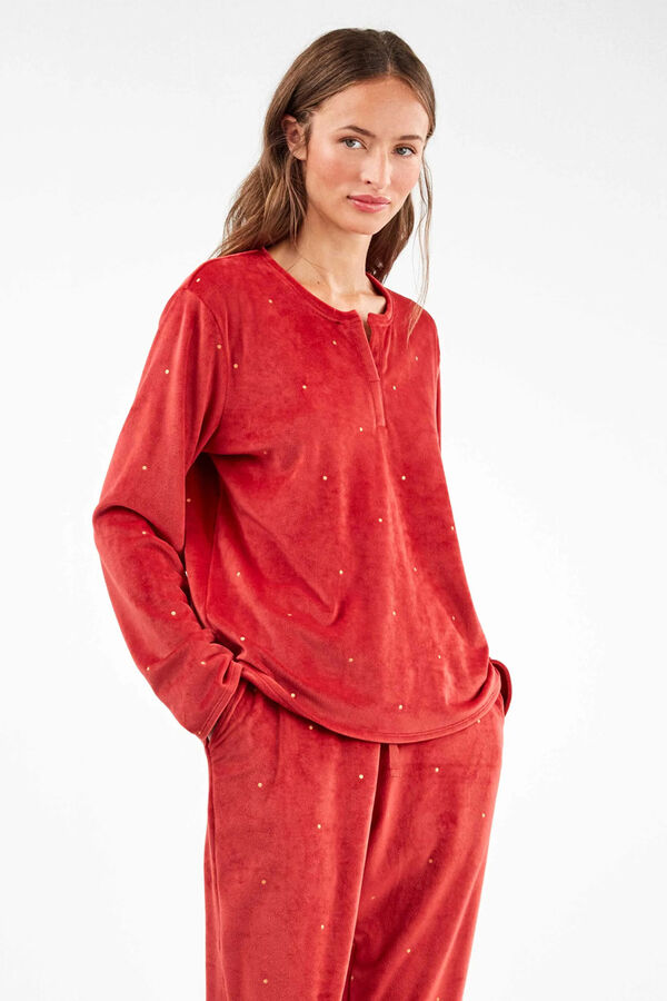 Gisela Conjunto de pijama de polar el&aacute;stica castanho