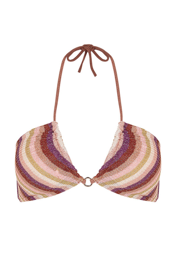 Women'secret Top bikini triangular canalé brillante estampado