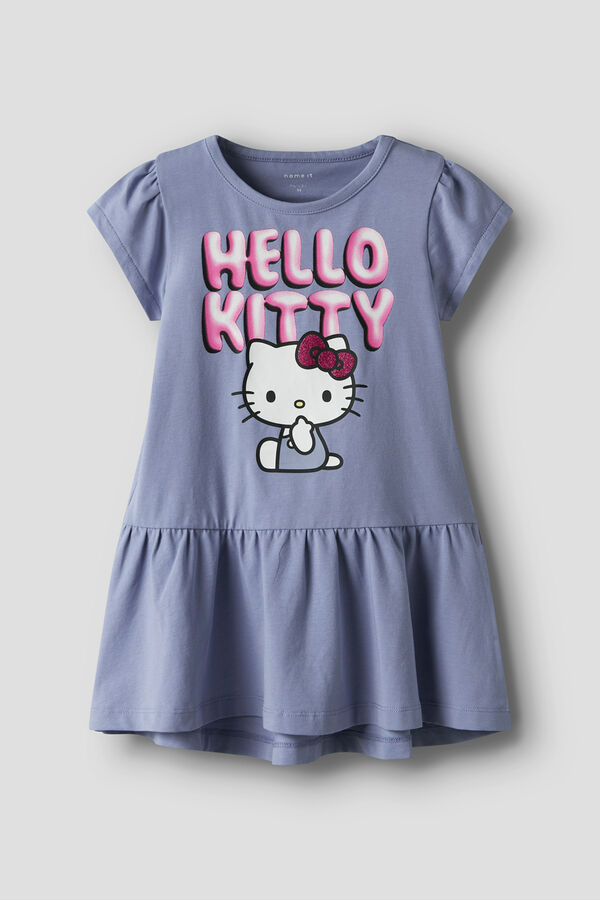 Name it Vestido manga curta Hello Kitty azul